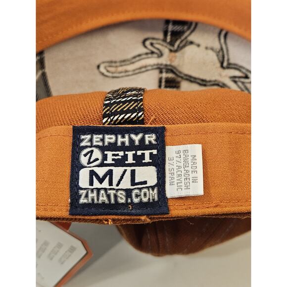 Texas Longhorns NCAA Men's Fitted Zephyr Orange/Plaid Hat Stretch Size M/L NWT - Picture 5 of 6